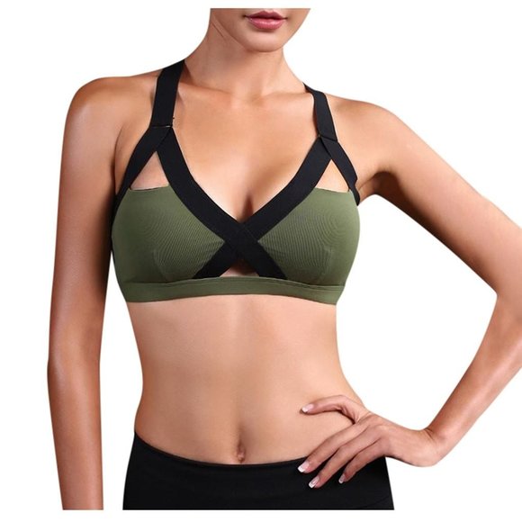 New, Solid Color Sports Bras Front Cross - Picture 3 of 3